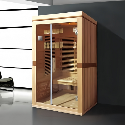 SR-11052 Far Infrared Sauna – 1–2 Person Hemlock Cabin with 8mm Tempered Glass