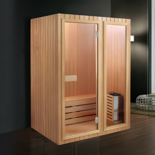 SR-11057 Dry Steam Room – Compact Hemlock Sauna with 8mm Tempered Glass