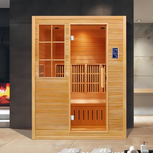 SR-11062 Far-Infrared Steam Room – Hemlock Wood, 150x120 cm, 8mm Tempered Glass